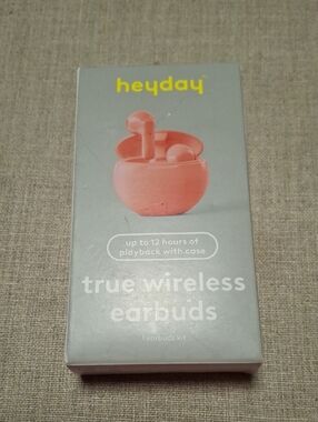 New Pink heyday Coral True Wireless Earbuds with Charging Case